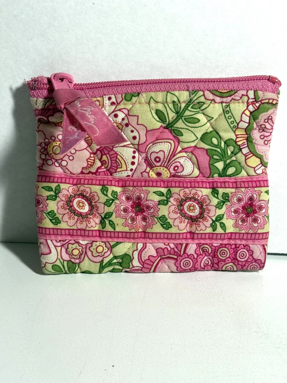 Vera Bradley Coin Purse Petal Pink retired ID zip card case  VHTF