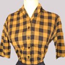 STENO CHIC VINTAGE 50'S BOBBIE BROOKS BLOUSE CHECKERED PRINT