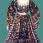 BOHO HIPPIE FLOWER POWER VINTAGE SILK CREPE PUFF SLEEVE DRESS