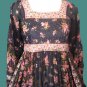 BOHO HIPPIE FLOWER POWER VINTAGE SILK CREPE PUFF SLEEVE DRESS