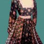 BOHO HIPPIE FLOWER POWER VINTAGE SILK CREPE PUFF SLEEVE DRESS