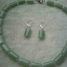 quadrate green aventurine clear crystal necklace 925 silver earring
