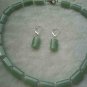 quadrate green aventurine clear crystal necklace 925 silver earring