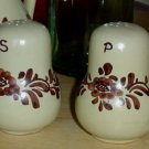 Austrian Stoneware Hand Made Braunblumen Salt and Pepper