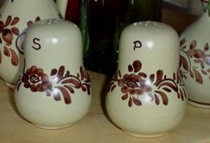Austrian Stoneware Hand Made Braunblumen Salt and Pepper