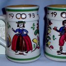 Austrian Stoneware Hand MadeColorful Wedding Mugs 1973 35th Anniversary