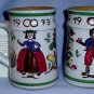 Austrian Stoneware Hand MadeColorful Wedding Mugs 1973 35th Anniversary