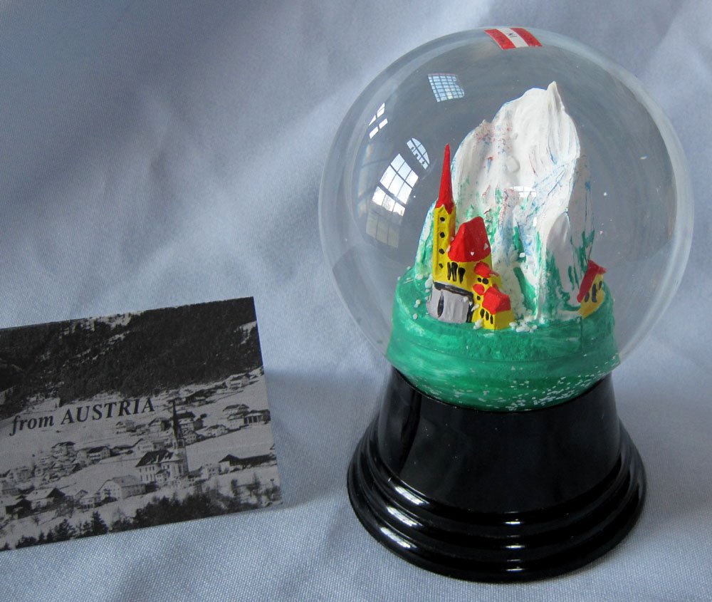 Vintage Austrian Glass Perzy Snowglobe Alpine Church Steeple