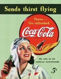 Coca-Cola Female Pilot Tin Sign #1045