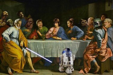 STAR WARS LAST SUPPER art poster FUNNY ICONIC R2D2 collectors valuable 20x30