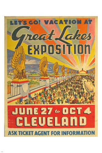 GREAT LAKES EXPOSITION vintage poster cleveland 20x30 ART NOUVEAU CLASSIC