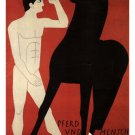 Horse and Man Exhibit VINTAGE ART POSTER Ernst Keller Switzerland '56 20x30