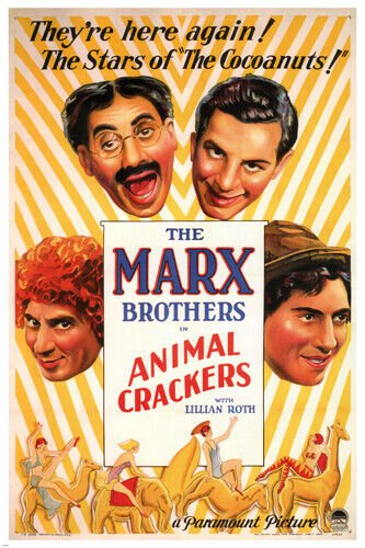 Animal crackers by THE MARX BROS. MOVIE POSTER Victor Heerman 1930 20x30 new