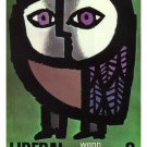 WHEN OTHERS SLEEP POSTER Celestino Piatti Switzerland 1968 20x30 Owl