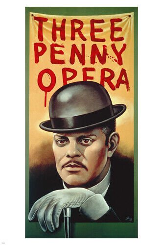 THREE PENNY OPERA vintage poster WHITE gloves BLACK hat 20x30 dramatic