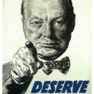 Deserve victory VINTAGE WAR POSTER Winston CHURCHILL UK 1945 20x30 rare HOT