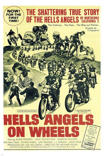 HELLS ANGELS ON WHEELS movie poster jack nicholson TRUE STORY bikers 20x30