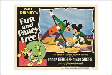 fun and fancy free WALT DISNEY vintage movie poster MICKEY MOUSE 20x30 RARE