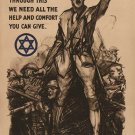 national JEWISH WELFARE BOARD WWI war enlistment poster HISTORIC 20x30 rare