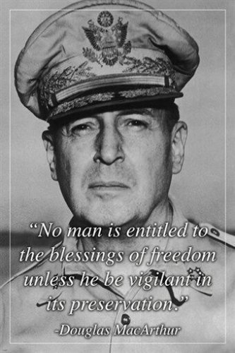 DOUGLAS MACARTHUR 5-star general PHOTO QUOTE POSTER inspirational 20x30 GEM