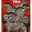 africa twa VINTAGE AD POSTER david klein STRIPES ZEBRAS collectors 20x30 HOT