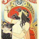 VINTAGE AD ORIENTAL BITTER POSTER woman holding orange seashell 20x30 