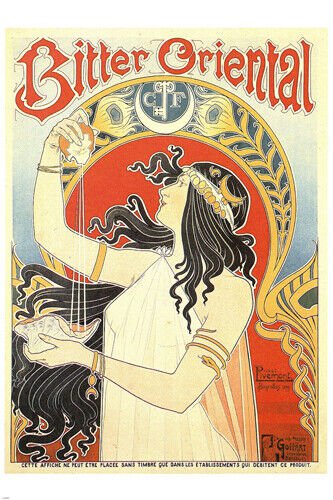VINTAGE AD ORIENTAL BITTER POSTER woman holding orange seashell 20x30 &iuml;�&nbsp;