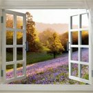 window to violet flowers scenic poster 20x30 LOVELY MEADOW VIBRANT SPRING
