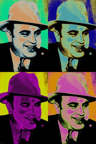 AL CAPONE pop art poster 20x30 COLORFUL CRIMINAL notorious gangster PRIZED