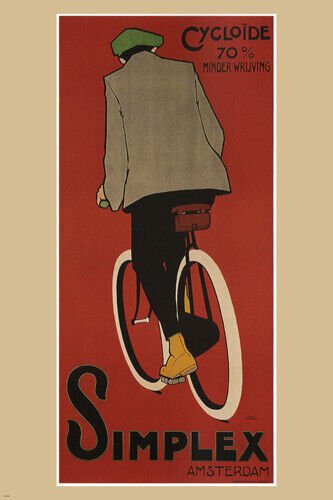 simplex VINTAGE ad POSTER dani&Atilde;&laquo;l HOEKSEMA netherlands 1907 20x30 SPORTY new