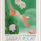 Summer Resort VINTAGE TRAVEL POSTER William Welsh US 1935 20x30 rare classy