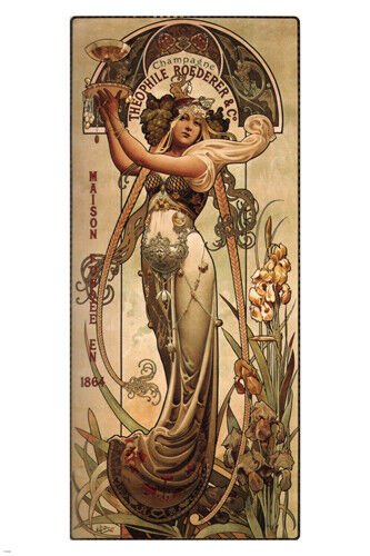CHAMPAGNE th&Atilde;&copy;ophile roeder VINTAGE ad POSTER L. HINGRE FRANCE 1897 RARE - SW0