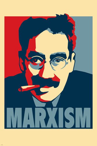 MARXISM poster 20x30 COMIC GROUCHO MARX W/CIGAR RED WHITE & BLUE funny - PY1