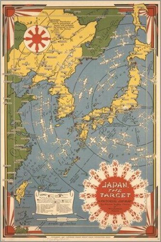 japan the target poster WORLD WAR 2 MAP vintage historic political 20x30