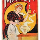 MAGGI vintage poster COOKING sauce lady in apron & bonnet 20x30 OLD school