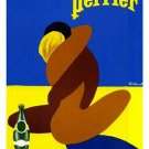 vintage PERRIER ad poster by villemont LOVERS EMBRACING modern art 20x30