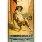 plaza de toros de sevilla 1924 VINTAGE SPANISH AD POSTER strong bull 20x30
