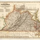 VINTAGE MAP OF VIRGINIA detailed colorful HISTORIC collector's item 20x30
