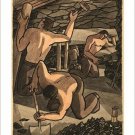 coal miners at work cutting coal GEORGE BISSILL vintage ART POSTER 20x30
