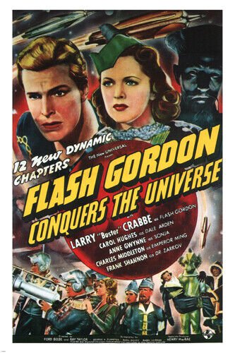 FLASH GORDON conquers the UNIVERSE movie POSTER f beebe & r taylor 1940 20x30