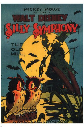Walt Disney's Mickey Mouse in The old mill MOVIE POSTER 1937 20x30 CARTOON - RY2