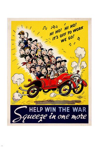 DR. SEUSS war propaganda poster CONSERVE OIL/FUEL animated amusing 20x30