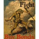 WW2 vintage war poster BUY BONDS 20x30 weapons brawn COLLECTORS unique