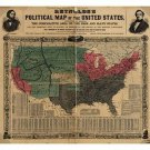 old maps SHOWING SLAVERY in the UNITED STATES 1850 historical RECORD 20x30