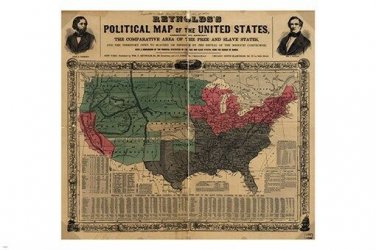 old maps SHOWING SLAVERY in the UNITED STATES 1850 historical RECORD 20x30