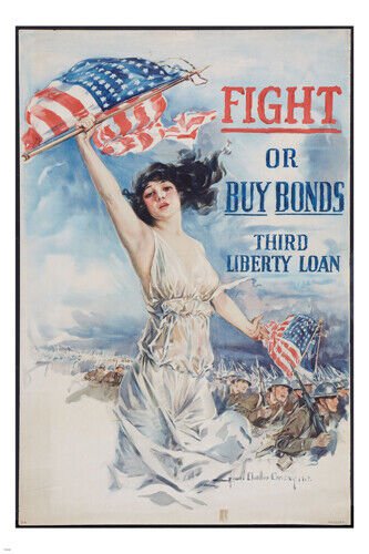 WW1 PROPAGANDA POSTER Howard Chandler Christy ARTIST woman and flag 20x30