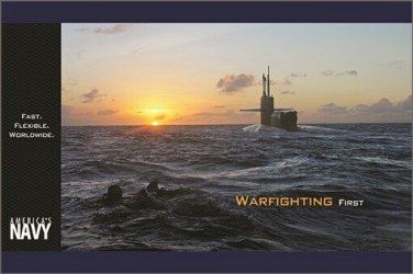 U.S. Navy Poster featuring Nuclear Submarine War fighting First Poster 20x30