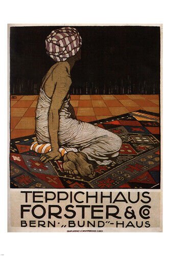 CARPET STORE FORSTER & CO Vintage Poster B Mangold Switzerland 1912 20x30