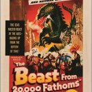 THE BEAST FROM 20,000 FATHOMS vintage movie poster ADVENTURE TERROR 20x30
