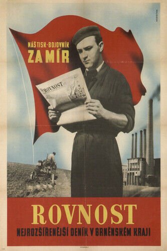 Equality Czech Republic vintage PROPAGANDA poster Czechoslovakia 1948 20x30